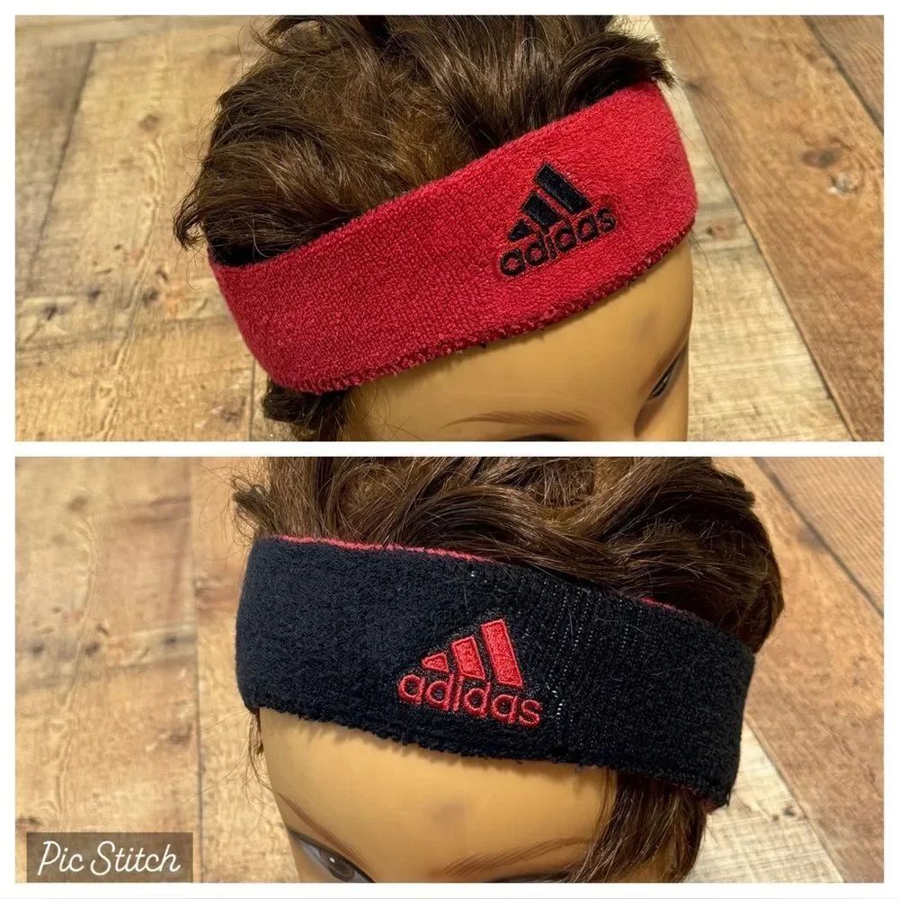 Adidas Reversible Headband Sweatband Tennis Running Training Cotton Womens Mens